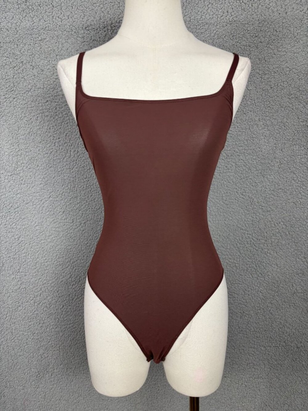 Inlyric Hazel Brown See Through Cami Adjustable  Leotard Bodysuit XS NWT's.